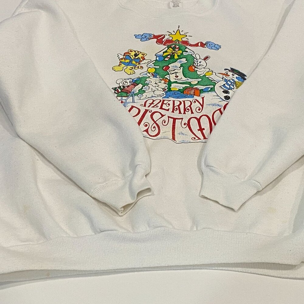 Vintage Merry Christmas Sweatshirt Womens Size XL White Crew Neck Made in USA - Picture 4 of 8